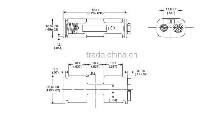 BH322B battery holder ,2 AA Battery Holder with Snaps, AA battery holder