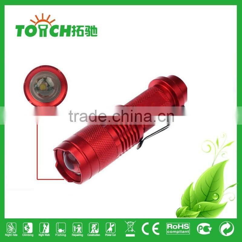 mini pocket red flashlight super waterproof for 14500 bettery or 3*AAA battery emergency flahslight for outside hiking lamp