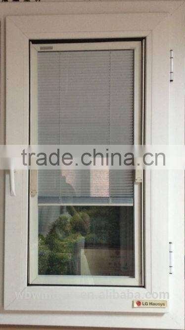Graceful pvc casement window with blinds inside design,shutter window