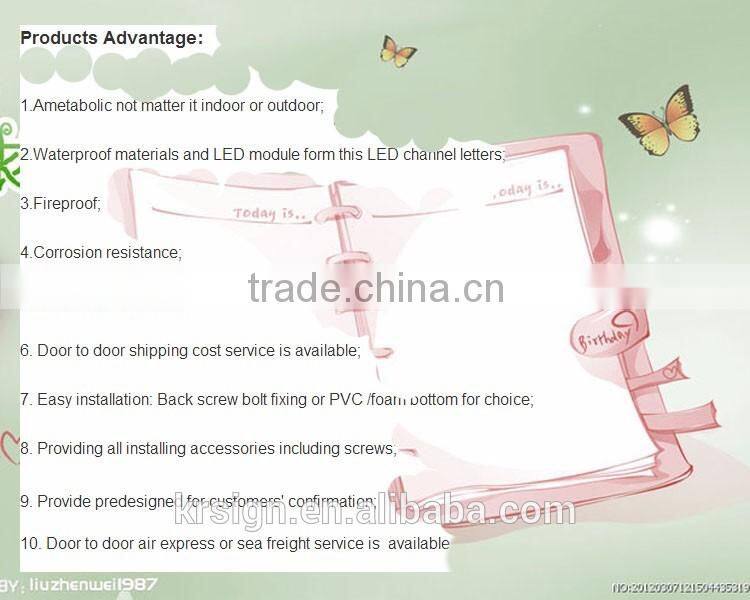 Acrylic frontlit small channel led letter sign supplier