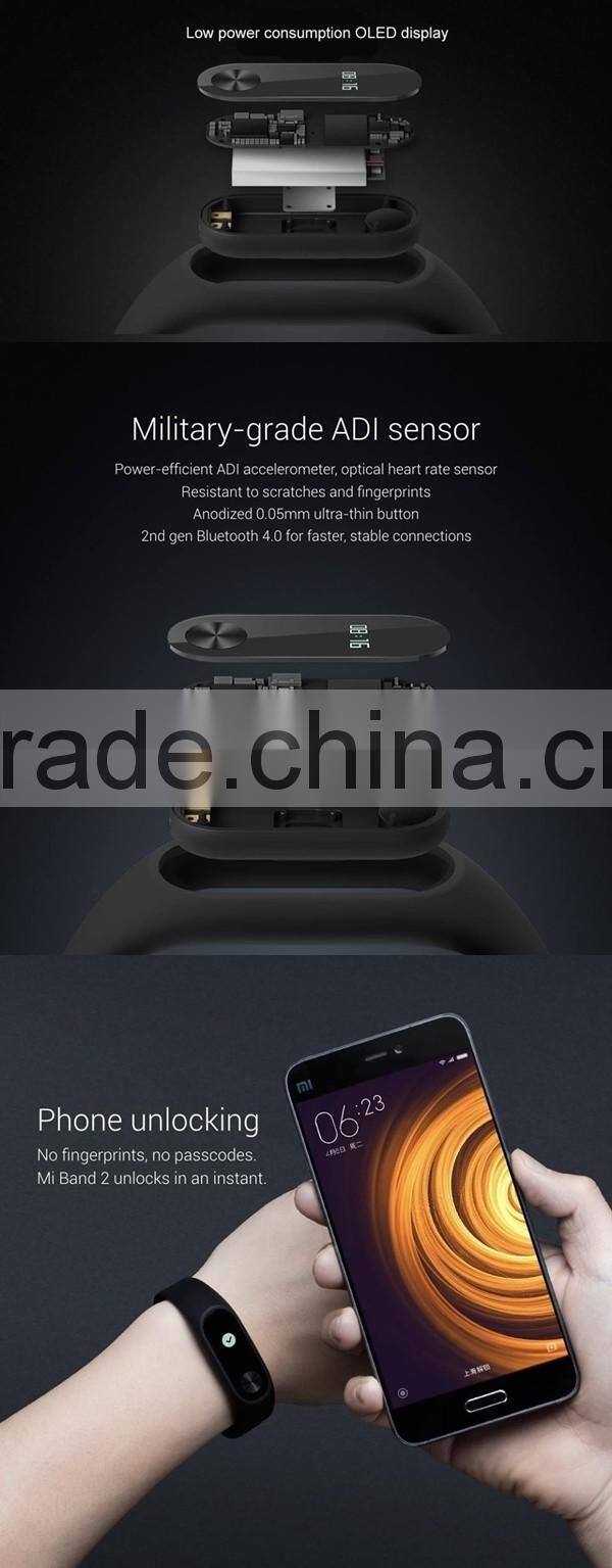 2016 New premium OLED Screen Original Xiaomi Mi Band 2 smart Wristband Heart Rate fitness Bracelet support whatsapp facebook