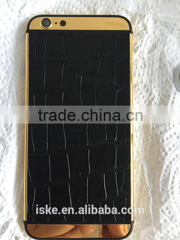 Best selling 24kt gold with genuine leather custom housing for iPhone 6s Case