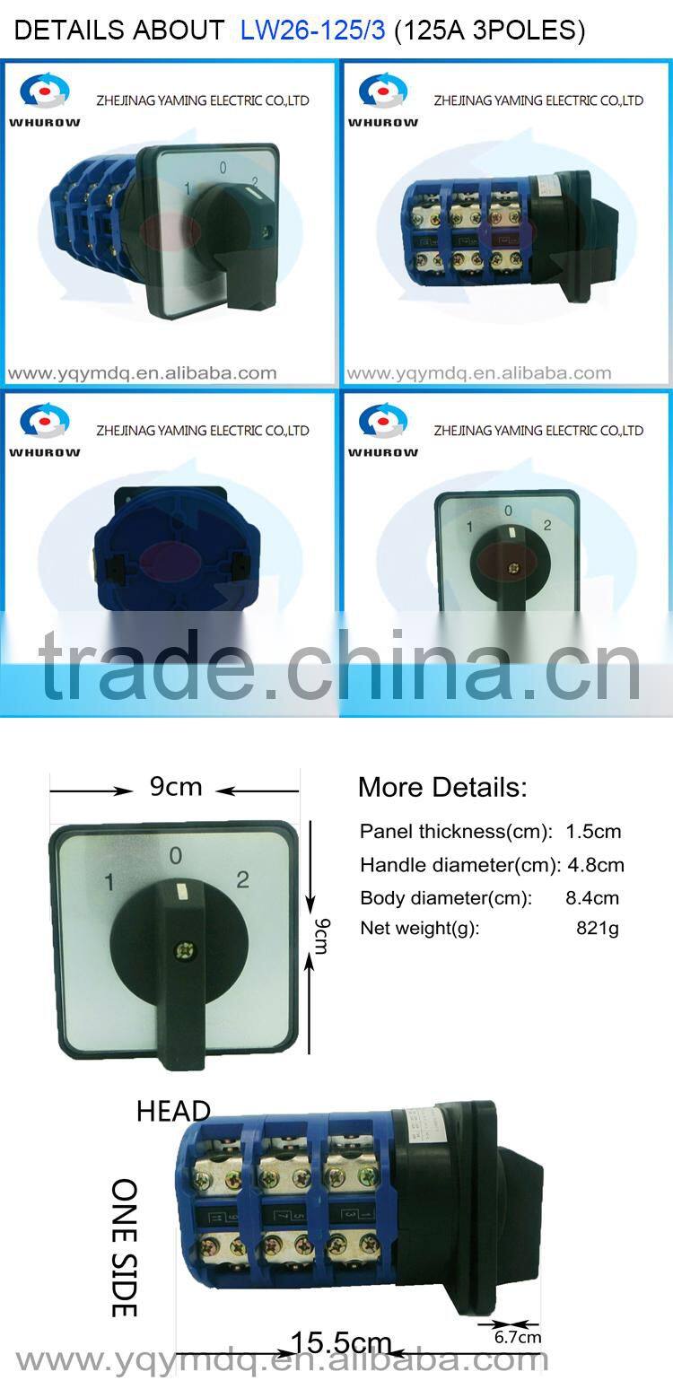 LW28-6 T-16EXF64D High voltage electrical manual momentary changeover rotary cam switch 6 poles 20A silver contacts