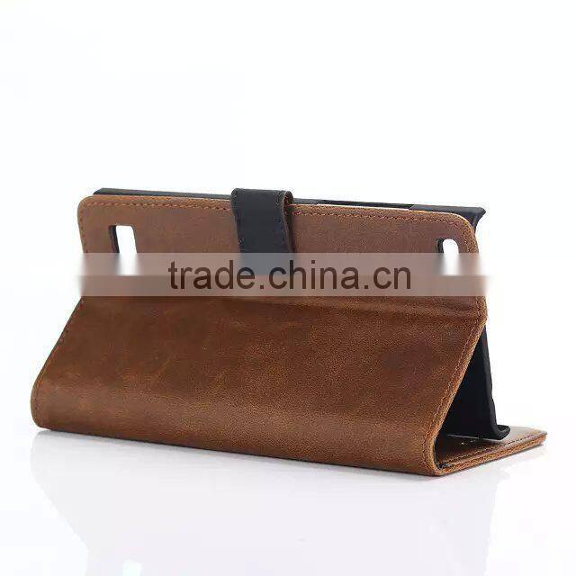 Newest product flip pattern wallet leather case for Blackberry LEAP with stand