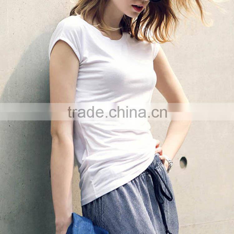 Solid Dri Fit Color Women Blank short sleeve cotton t shirt