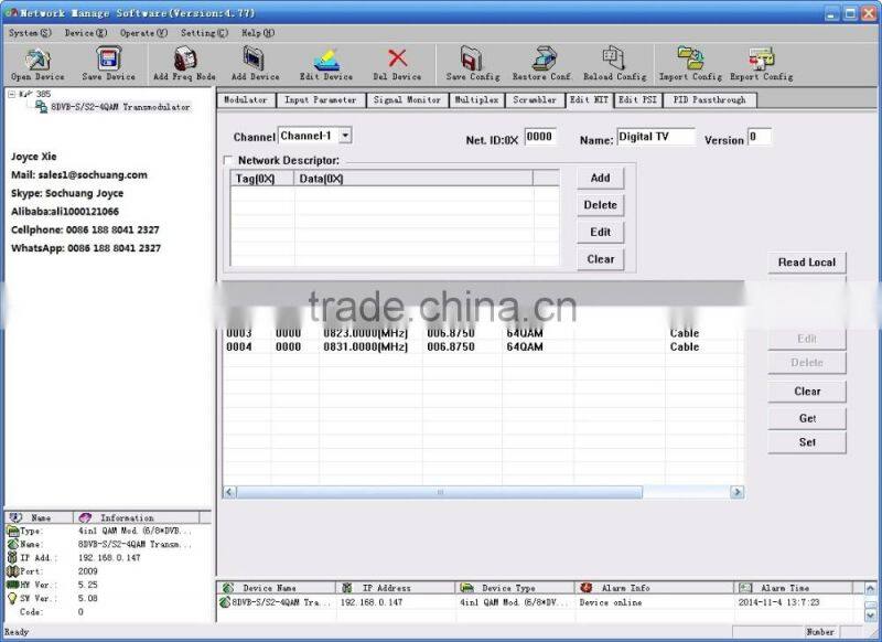 DVB-S2 to DVB-C Modulator/ Receiver Multiplexer Scrambler Modulator