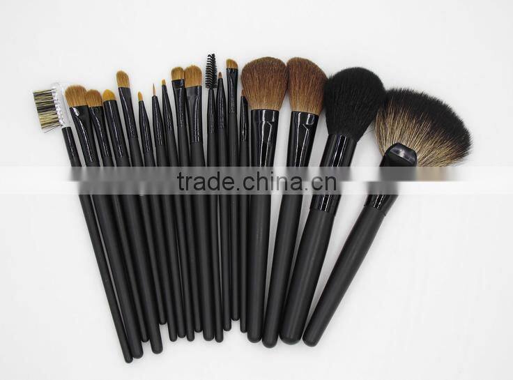 professional quality natural hair makeup brush set, black 18 pcs cosmetic brushes tool