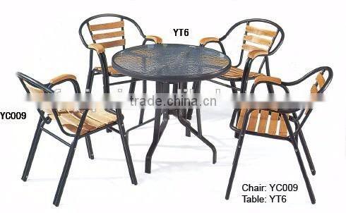 restaurant furniture cafeteria relaxing modern wooden mental dining set YC009 YT6
