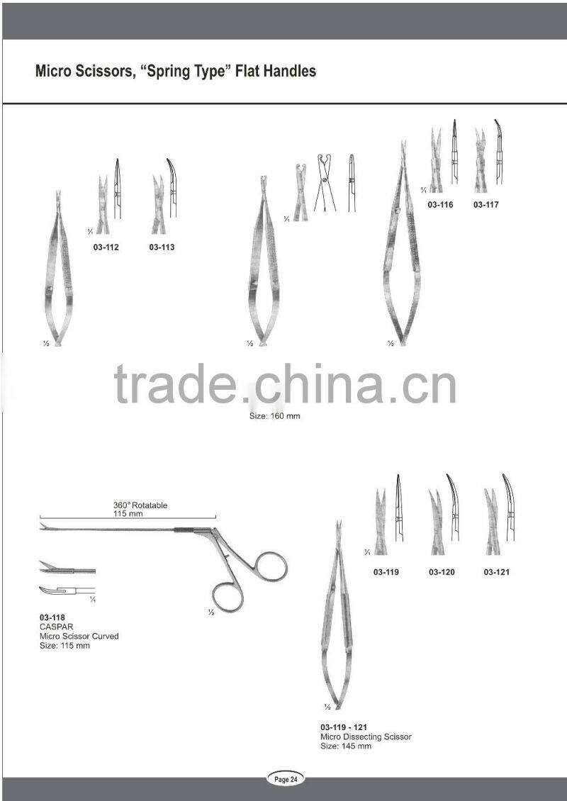 Micro Surgical Scissors Spring Type Bayonet Shape YASARGIL Scissors Instruments