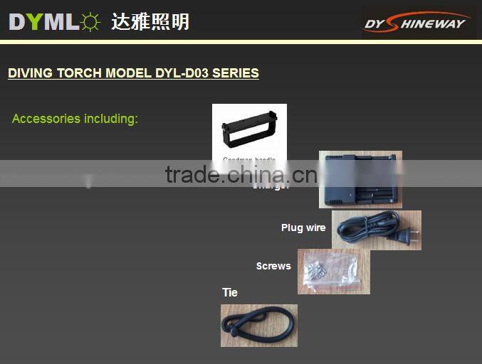 DY-D03 super bright led diving light,3*XML LEDS,30w,3500lm,piezoelectric switch,4*18650liion battery ,runtime 2 hours with full