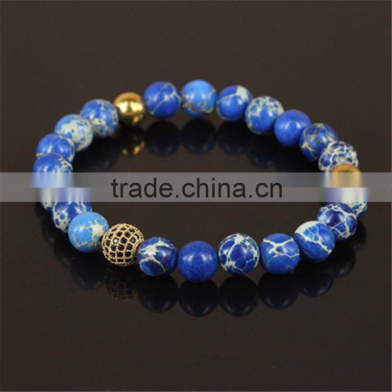 kjl-cst7 wholesale New design charm gold microscope beads men bracelet natural 8mm regalite stone beads women bracelet