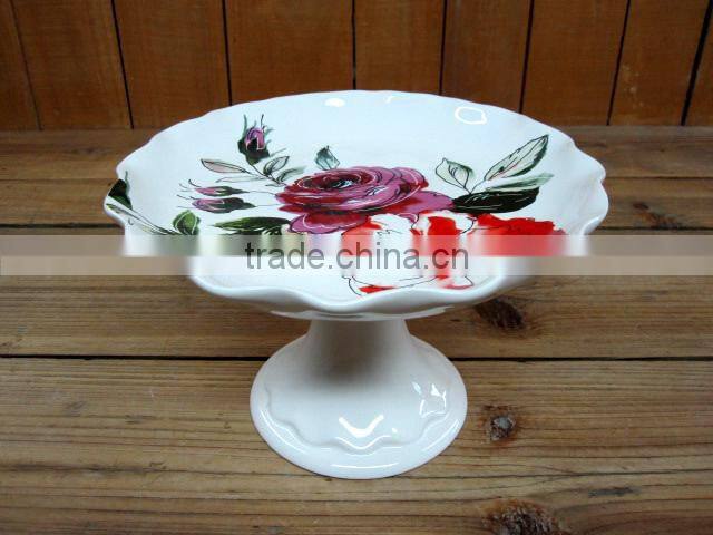 Flower Decal Dolomite Material Cake Plate with Stand Manufacturing