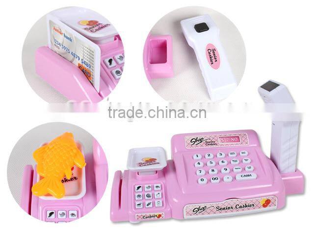 Children plastic shopping set toy with cash register