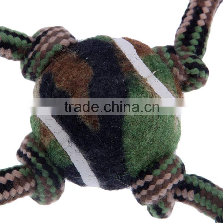 Chi-buy Crazy Four Rope Tug and Toss Dog Toy With Tennis Ball Pet Toy,in Camouflage Color