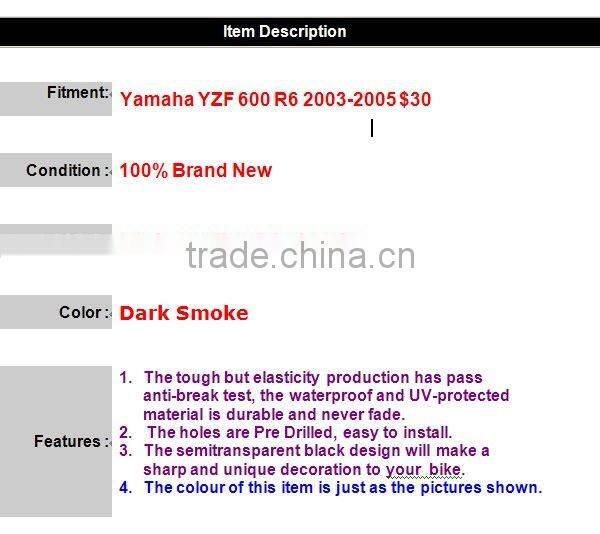 YZF 600 03-05 R6 windscreen/R6 03-05 windshield for yamaha windscreen PC plastic