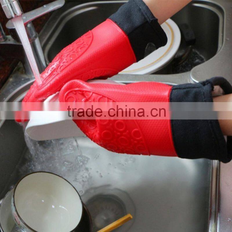 Best Kitchen Red Oven Mitts Non Slip Silicone Pot Holder With Cotton