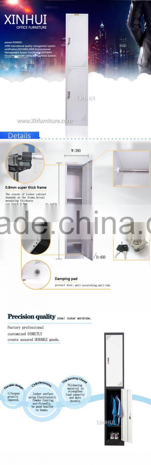 K/D Knocked down steel locker/double tier steel wardrobe with hanger