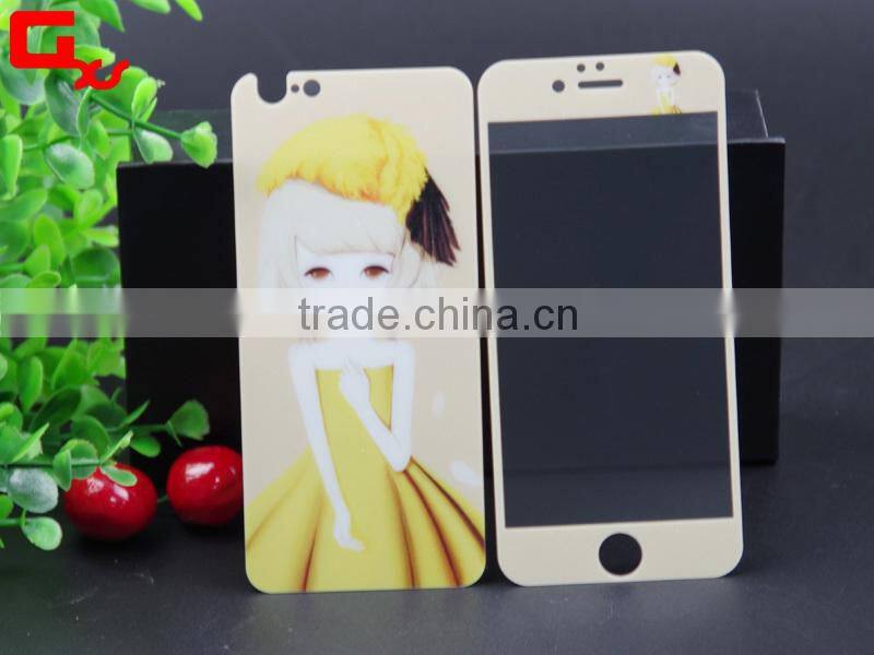 beautiful cartoon mobile phone protective case front and back tempered glass screen protector for iphone 5
