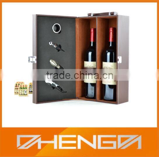 Best Sell factory customized MDF leather wine box with clasp (ZDS-F382)