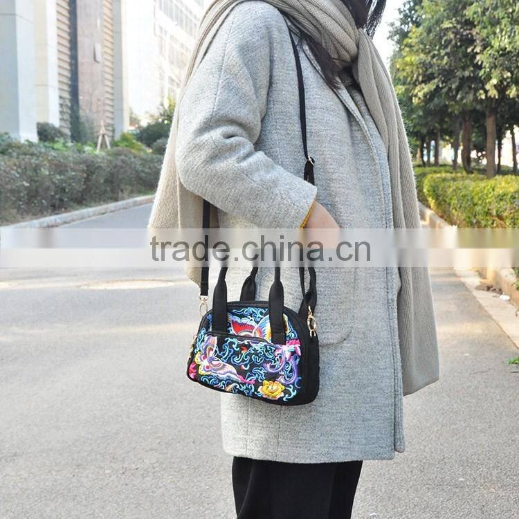 Single strap women shoulder bag/handbags with long strap embroidery