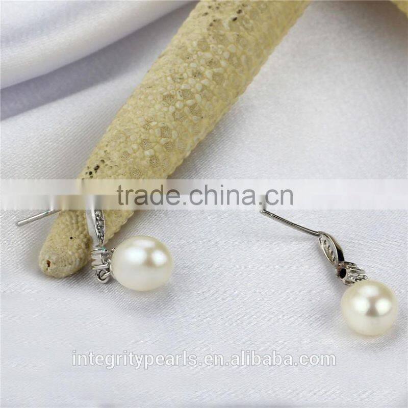 Fashion elegant nice design Natural Pearls 925 Sterling Silver pearl set For Women Gift