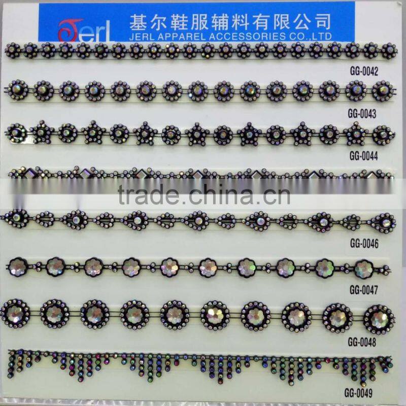 White rhinestone jewelry pearl roll trimming chain for garment
