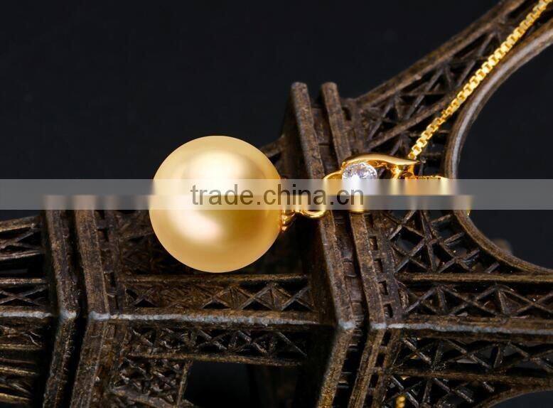 10-11mm perfect round gold south sea Pearl pendant