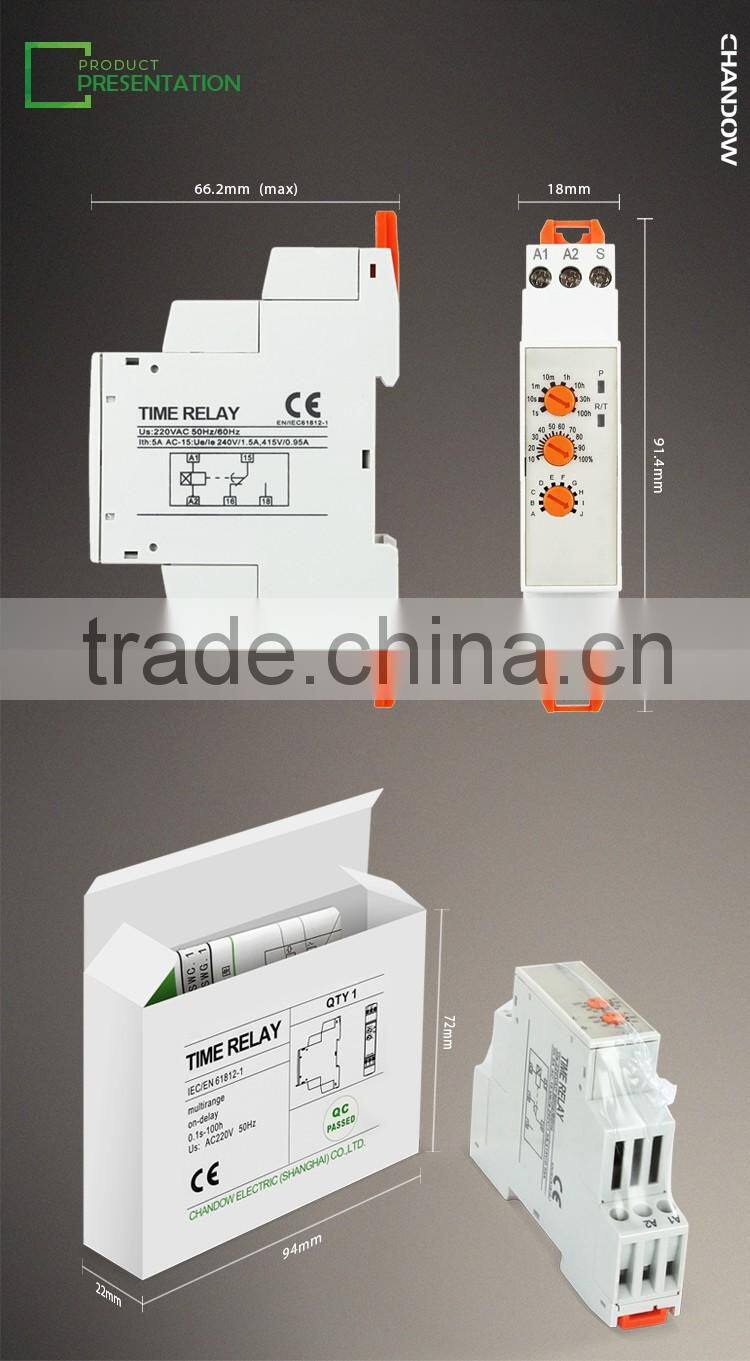 2016 New Design Multifunction Time Delay Relay 24V-240VAC/DC 0.1s-100h width 18mm
