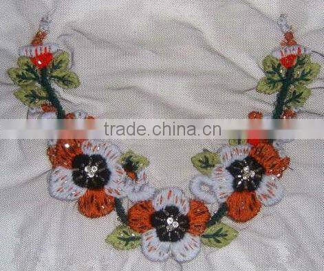 Handband crochet flower neck collar