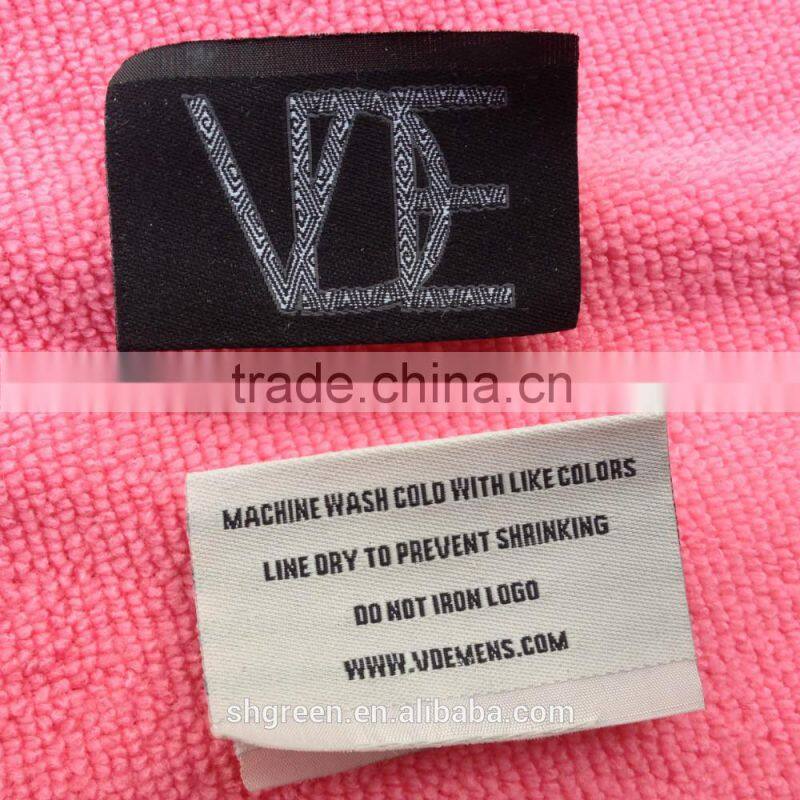 off white cotton woven label,center fold size woven tags