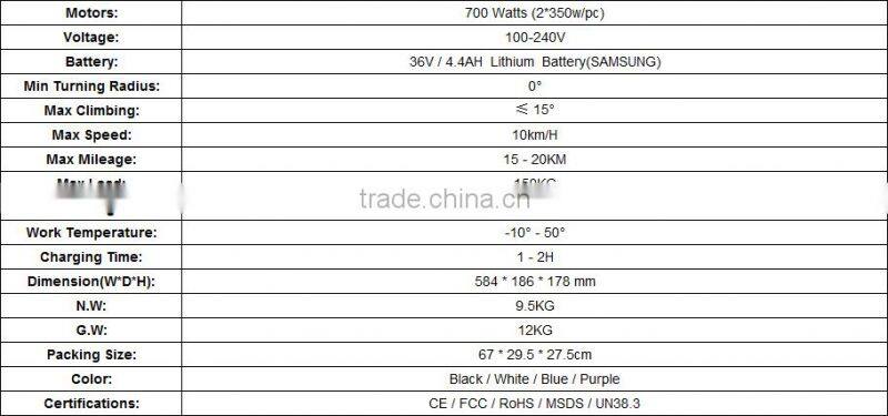 Smart Two Wheel Self Balancing Electric Scooter with Wireless Bluetooth Speaker and LED Lights