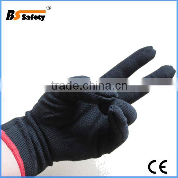 BSSAFETY gray and black color polyester nylon working glove no coating