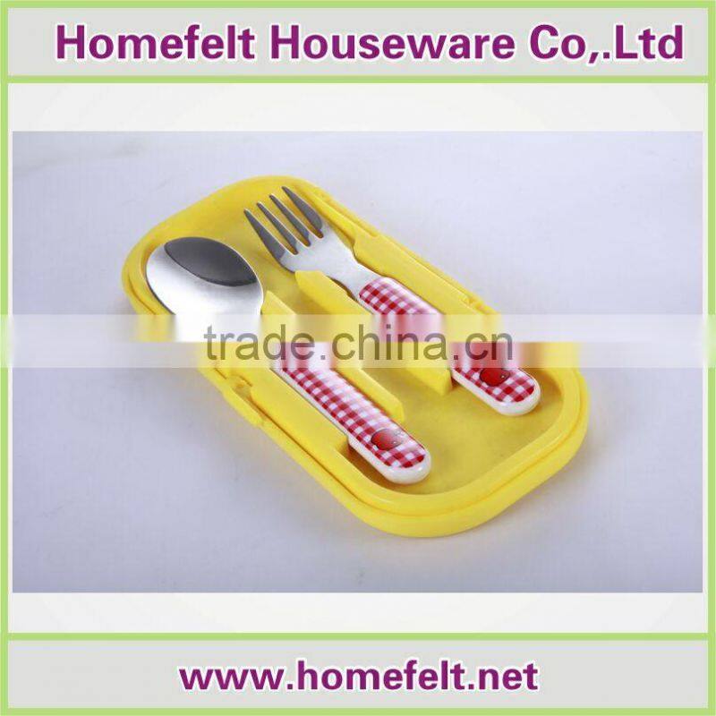 colored plastic handle cutlery/baby dinnerware set