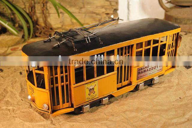 Antique metal handicraft bus model with paint