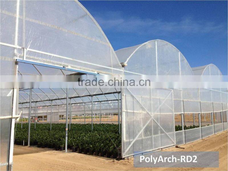 RoughBrothers PolyArch-RD2 Muli-span Galvanized Steel Frame Agricultural greenhouse
