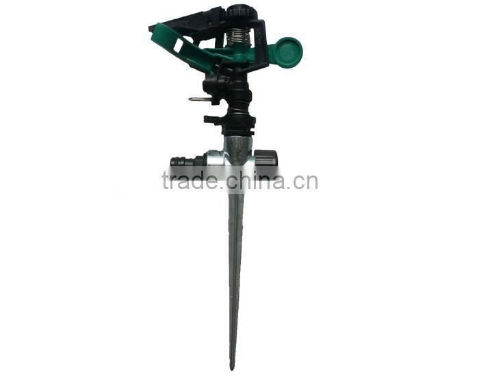 garden irrigation sprinkler system plastic impact sprinkler head with metal spike