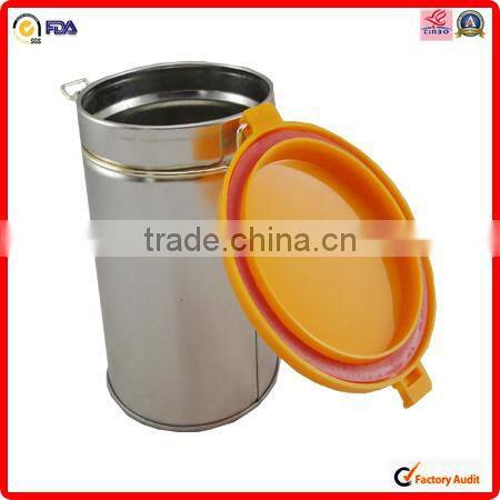 silver printing metal customed coffee tin can with throat cap