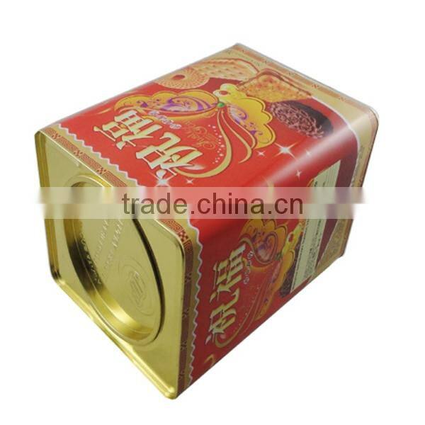rectangular metal biscuit tin box