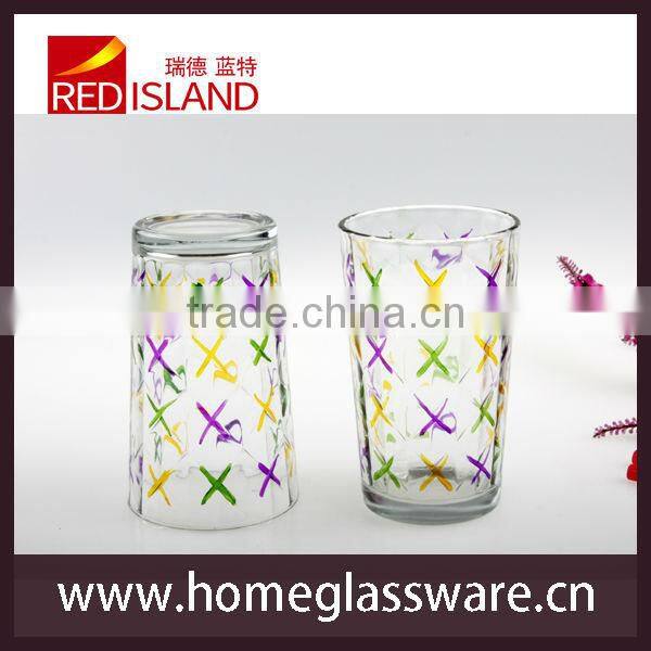 glass manufactory supply hand painted glass cup, tall glass tumbler, beer glass