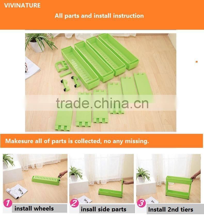 Gap Storage Slim Slide Out Storage Tower Rack Shelf with Wheels 3 to 5 Tier