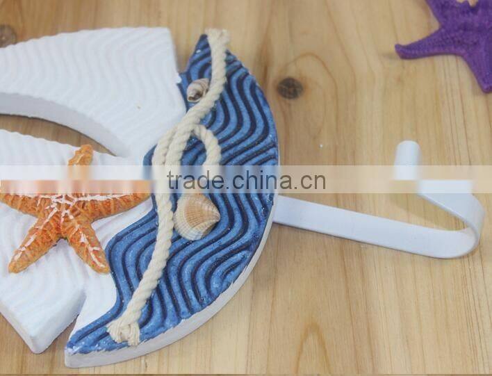 CY081 Mediterranean Style Anchors Fish Slipper Boat Shaped Wall Hooks Living Room Hanging Decoration Nautical Decor