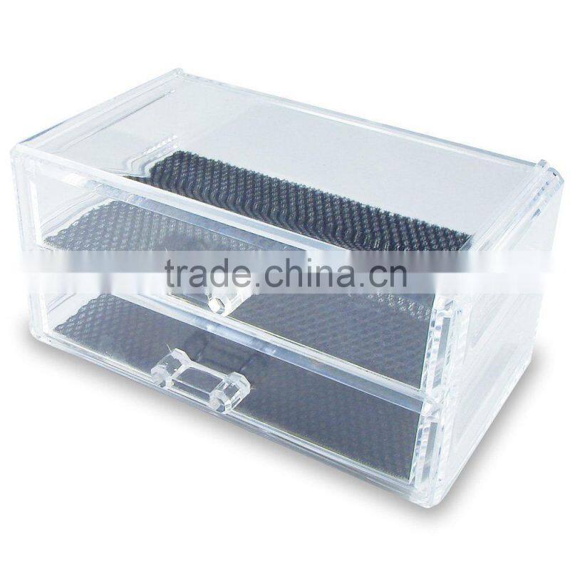 Jewelry and Cosmetic Storage Display Box , Clear Acrylic Three Drawer Cosmetic Organizer Makeup Case Holder Storage Box