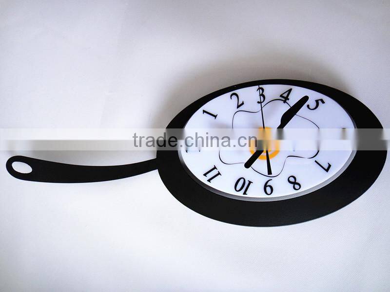 RH-4716 Novelty Egg shaped Metal Skillet Frying Pan Wall Clock