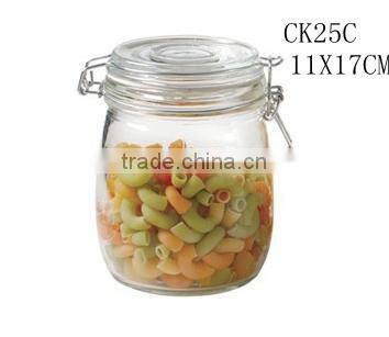 zibo cheap simple clear airtight empty glass jar with clamglass lid