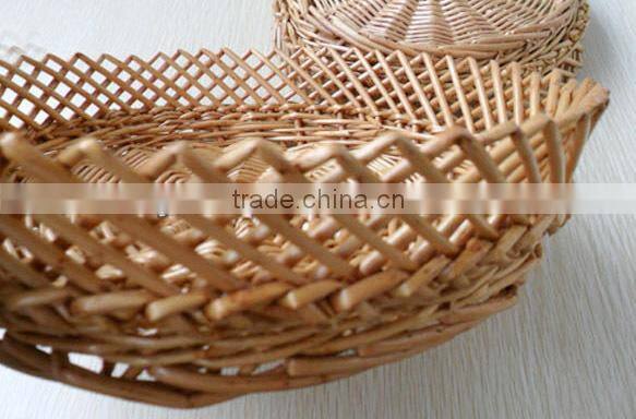 Willow Wicker Shallow Tray Basket with holder