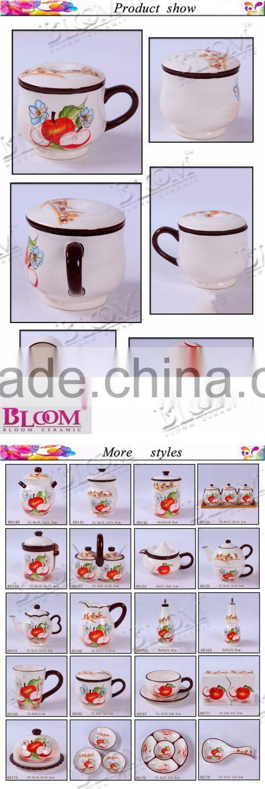 handmade craft round shape ceramic mug with lid