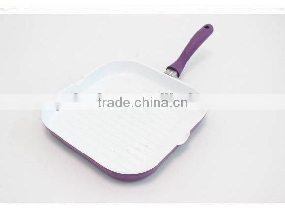 Aluminium pressed ceramic coated nonstick Frying pan fry pizza pan with long handle