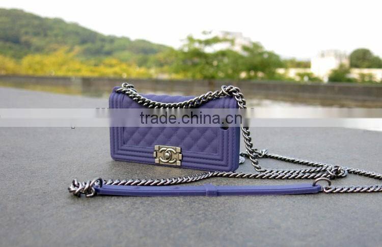 silicon women phone wallet phone case phone bag with Stainless Steel Chain