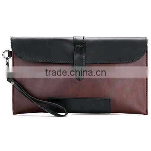 PU Leather Clutch Wallets Purse Handbag With Wristbelt
