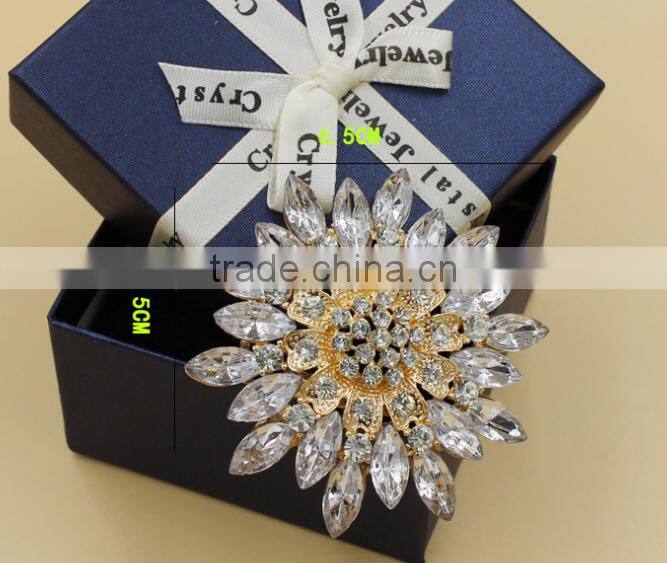 upscale gold plated red crystal hijab pins rhinestone brooch for engagement